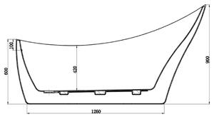 Voľne stojaca akrylátová vaňa DREAMLINE AH1771 172x71,5cm - Biela