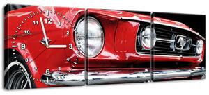 Gario 3 dielny obraz s hodinami Red Mustang - Y Veľkosť: 90 x 30 cm