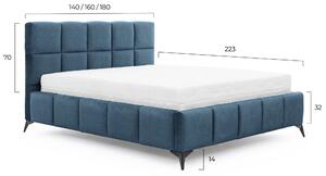 Drevko Manželská posteľ Mist čalúnená - Gojo 40 - 140 x 200 cm, Modrá