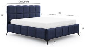 Drevko Čalúnená posteľ Mist - Poco 40 - 140 x 200 cm, Modrá