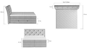 Kvalitná box spring posteľ Marek 180x200, sivá