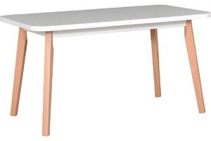 MEBLINE Stôl OSLO 6 80x140/180 biely laminát / buk prírodný
