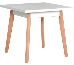 MEBLINE Stôl OSLO 1 80x80 biely laminát / buk prírodný