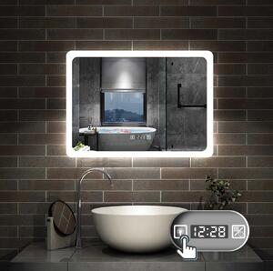 D‘Eluxe Kúpeľňové podsvietené LED zrkadlo 80x60cm MULTIFUNKČNÉ MZ19R