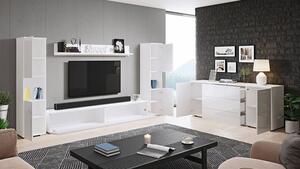 Obývačkový nábytok Bamisio II, Farby: biela / biely lesk, Osvetlenie: osvetlenie LED biele Mirjan24 5903211132124