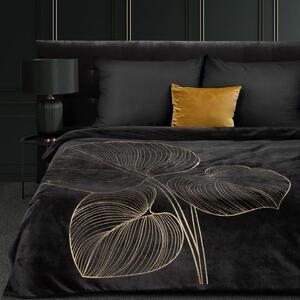 EUROFIRANY Flano deka veľmi mäkká na dotyk s lesklou potlačou 150 cm x 200 cm čierna 100 % polyester