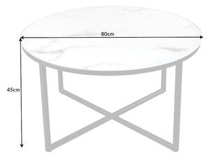 Konferenčný stolík Elegance 80cm biely mramorový vzhľad