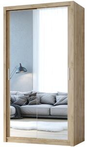 MEBLINE Skriňa s posuvnými dverami so zrkadlom VISTA 120 dub artisan