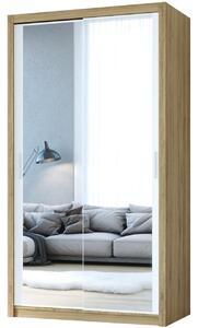 MEBLINE Skriňa s posuvnými dverami so zrkadlom VISTA 120 dub zlatý / biela