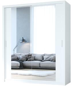 MEBLINE Skriňa s posuvnými dverami so zrkadlom VISTA 180 biela