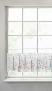 Biela záclona na páske ASTEJA s potlačou kvetov 150x30 cm