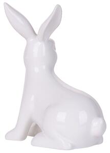 Dekoratívna figúrka biela keramická 21 cm v tvare veľkonočného zajačika sviatočná do jedálne