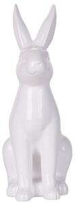 Dekoratívna figúrka biela keramická 26 cm v tvare veľkonočného zajačika sviatočná do jedálne