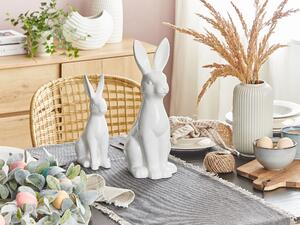 Dekoratívna figúrka biela keramická 26 cm v tvare veľkonočného zajačika sviatočná do jedálne