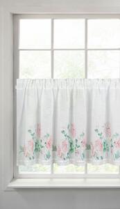 Biela záclona na páske ASTEJA s potlačou kvetov 150x60 cm