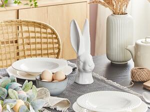 Dekoratívna figúrka biela keramická 26 cm v tvare zajačej hlavy sviatočná do jedálne