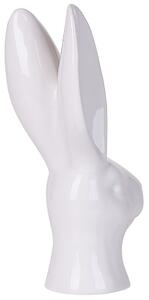 Dekoratívna figúrka biela keramická 26 cm v tvare zajačej hlavy sviatočná do jedálne