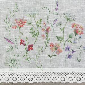 Biela záclona SYLWIA s potlačou kvetov 150x30 cm
