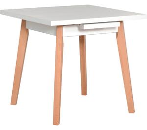 MEBLINE Stôl OSLO 1 L 80x80/110 biely laminát / buk prírodný