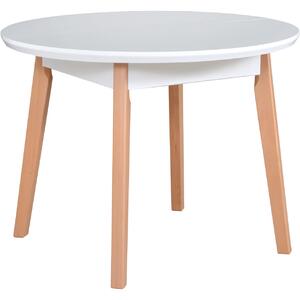 MEBLINE Stôl OSLO 4 100x100/130 biely MDF / buk prírodný