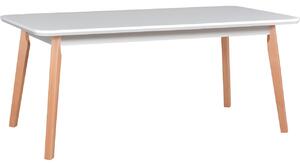 MEBLINE Stôl OSLO 8 90x160/200 biely MDF / buk prírodný