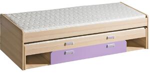 MEBLINE Poschodová posteľ s úložným priestorom LOREN LR16 jaseň / fialová