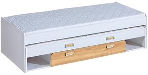 MEBLINE Poschodová posteľ s úložným priestorom LOREN LR16 biela / dub nash