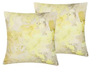 Sada 2 dekoratívnych vankúšov so škvrnitým motívom bielo zlatá polyester 45 x 45 cm moderný dizajn