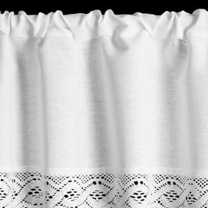Biela záclona na páske VINCE s čipkou 150x40 cm
