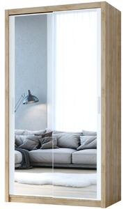 MEBLINE Skriňa s posuvnými dverami so zrkadlom VISTA 120 dub artisan / biela