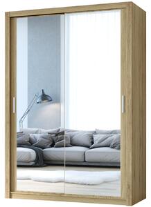 MEBLINE Skriňa s posuvnými dverami so zrkadlom VISTA 150 dub zlatý