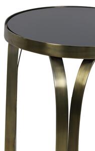 Konzola, príručný stolík BUBISA Ø40x80cm čierne sklo-antique bronze