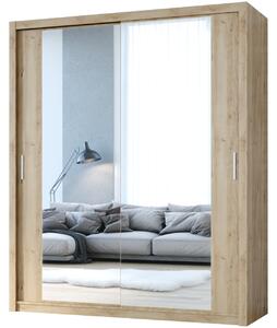 MEBLINE Skriňa s posuvnými dverami so zrkadlom VISTA 180 dub artisan