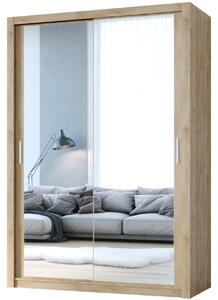 MEBLINE Skriňa s posuvnými dverami so zrkadlom VISTA 150 dub artisan