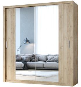 MEBLINE Skriňa s posuvnými dverami so zrkadlom VISTA 200 dub artisan
