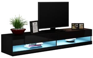 MEBLINE Obývacia stena VIGO NEW 3D čierna / čierny lesk