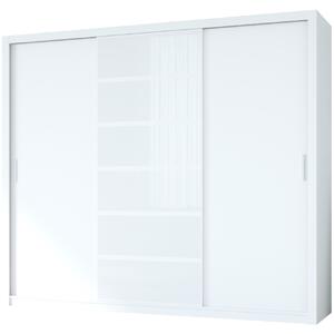 MEBLINE Skriňa s posuvnými dverami s bielym sklom PANAMA 250 biela