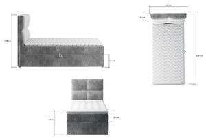 Moderná box spring posteľ Garda 90x200, sivá Monolith