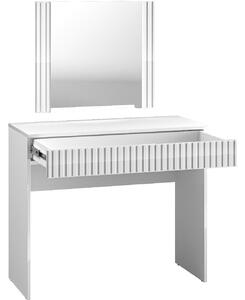 MEBLINE Toaletný stolík so zrkadlom GINO 1 biely lesk