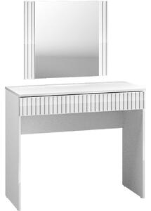 MEBLINE Toaletný stolík so zrkadlom GINO 1 biely lesk