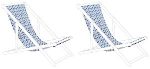 Poťah na záhradné ležadlo biela modrá polyester 133 x 44 cm geometrický vzor sada 2 kusov náhradné poťahy moderný štýl záhrada