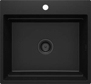 Deante Magnetic, 1-komorový granitový drez 560x520x220mm, čierna matná, DEA-ZRM_N10A