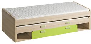 MEBLINE Poschodová posteľ s úložným priestorom LOREN LR16 jaseň / zelená