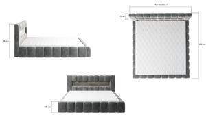 Moderná posteľ Lebrasco, 180x200cm, ružová Monolith + LED