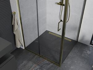Mexen Apia sprchovací kút s posuvnými dverami 90 (dvere) x 90 (stena) cm, 5mm číre sklo, zlatý profil, 840-090-090-50-00