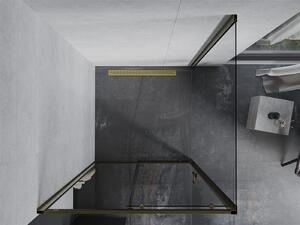 Mexen Apia sprchovací kút s posuvnými dverami 100 (dvere) x 100 (stena) cm, 5mm číre sklo, zlatý profil, 840-100-100-50-00
