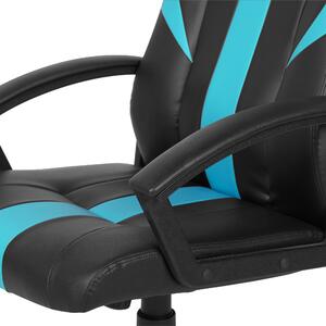 Kancelárska stolička čierna a modrá eko kožená plynové zdvíhanie nastaviteľná výška s funkciou nastavenia sklápania