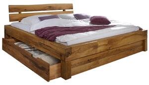 JANGALI Lôžko z trámu, naolejovaný, prírodný, dub, s podstavcom na posteľ 140 x 200