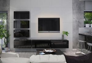 Obývacia stena ELPASO 4 + poličky, čierna/čierna lesk