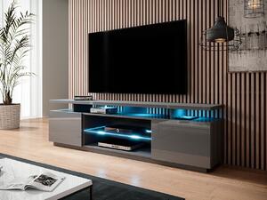 Kvalitný TV stolík Eremko, MDF sivý lesk + LED podsvietenie